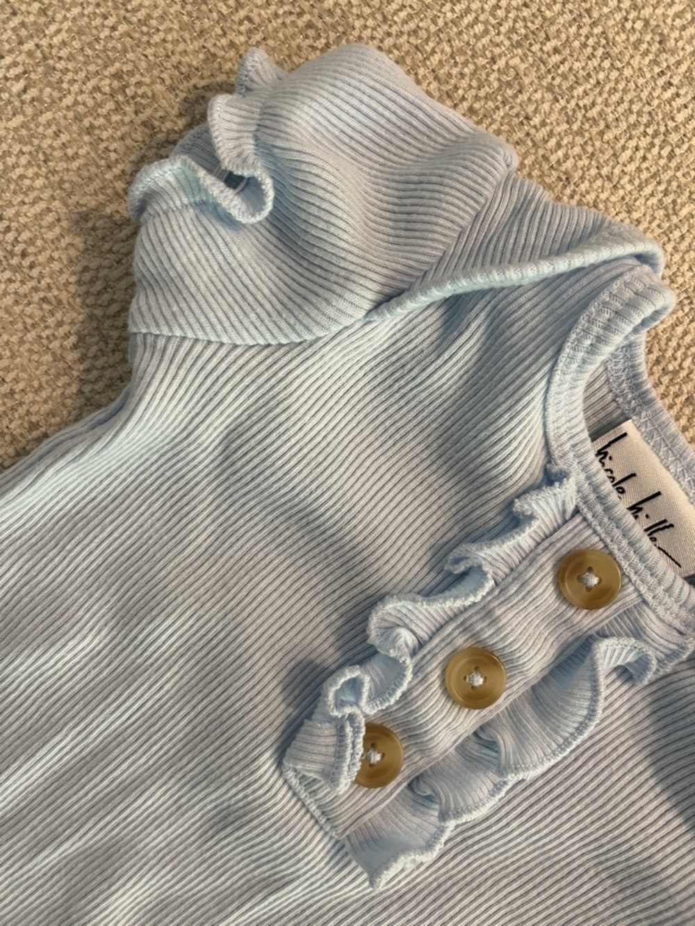 Baby Ribbed One-Piece Bodysuit in Light Blue - Picture 3 of 4